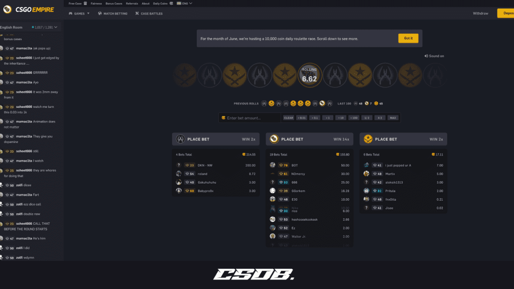 CSGOEmpire - Roulette Screenshot