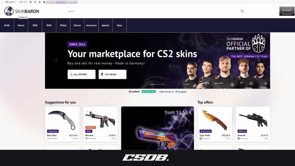 SkinBaron - Website Screenshot